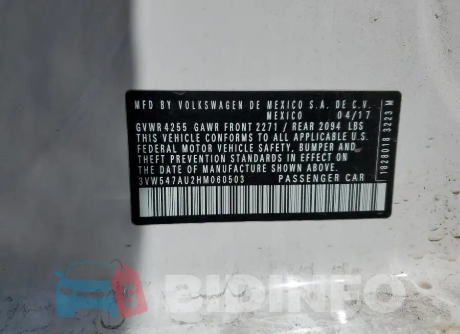 3VW547AU2HM060503 Photo# 13