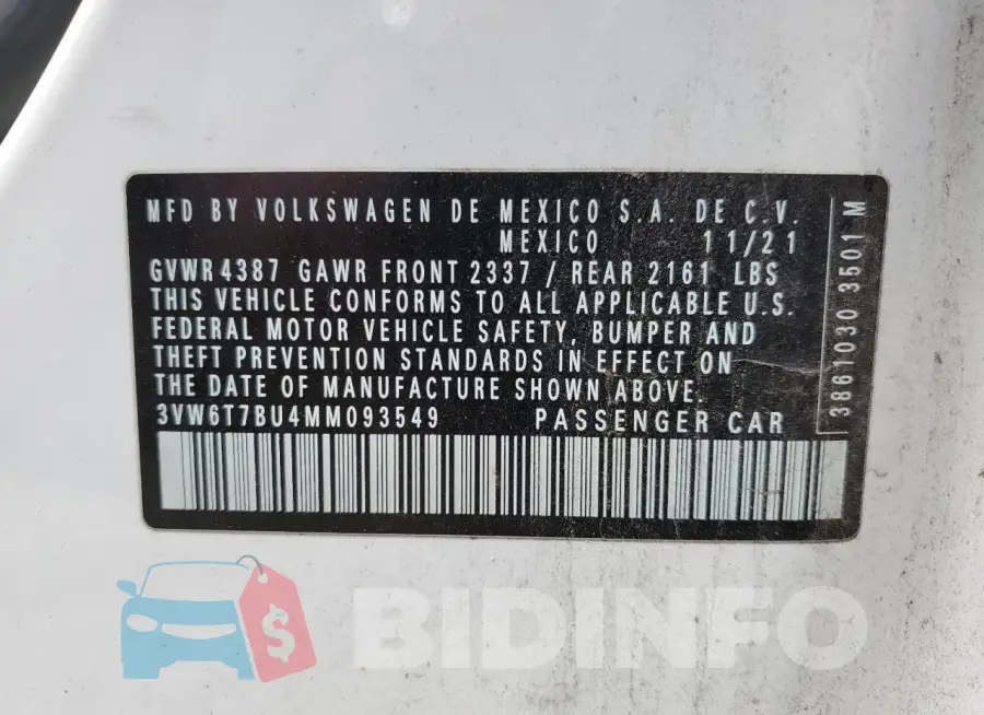 3VW6T7BU4MM093549 Photo# 12