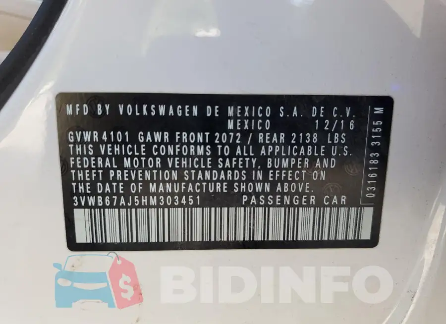 3VWB67AJ5HM303451 Photo# 12