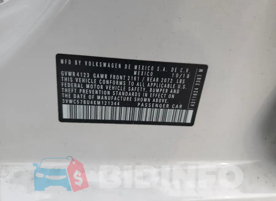 3VWC57BU4KM121344 Photo# 13