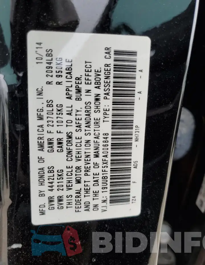 19UUB1F5XFA006848 Photo# 12