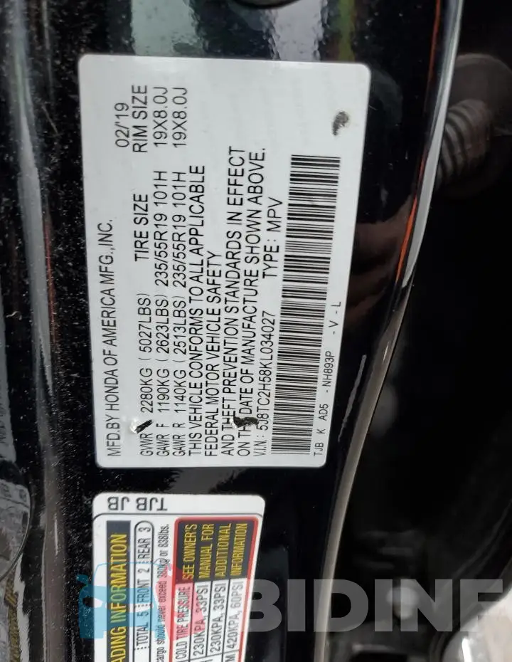 5J8TC2H58KL034027 Photo# 12