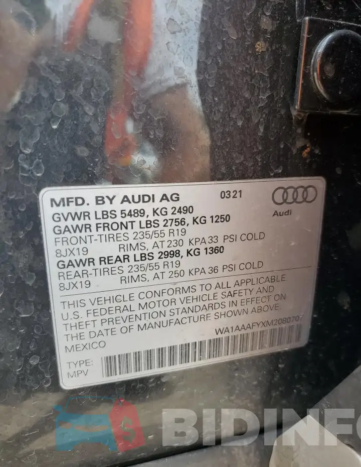 WA1AAAFYXM2080707 Photo# 14