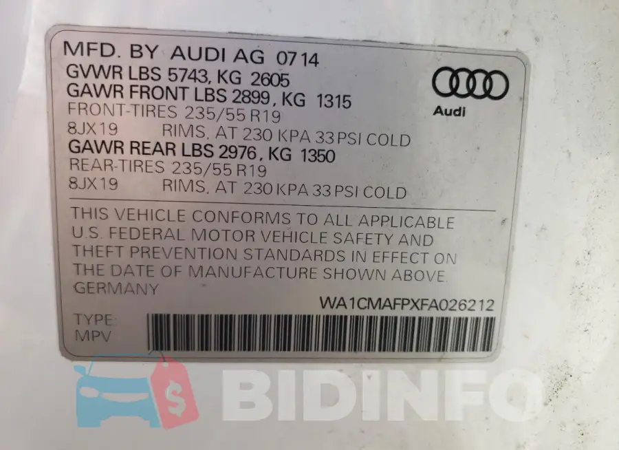 WA1CMAFPXFA026212 Photo# 12