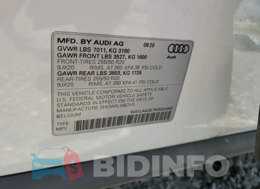 WA1LAAGE7MB004889 Photo# 13