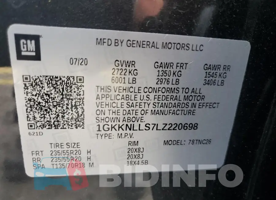 1GKKNLLS7LZ220698 Photo# 13