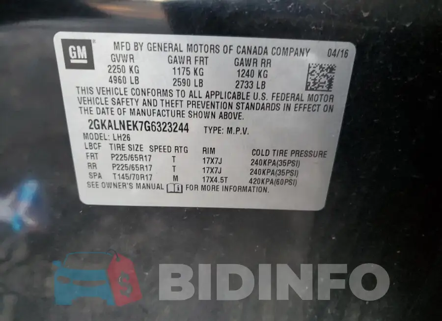2GKALNEK7G6323244 Photo# 13