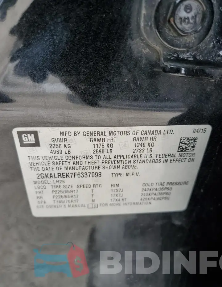 2GKALREK7F6337098 Photo# 13