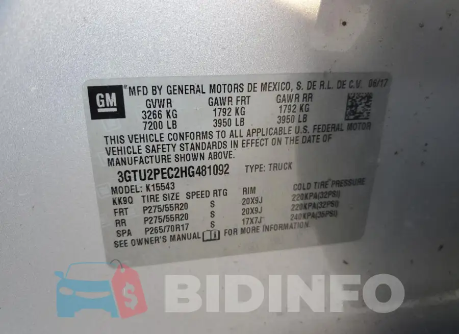 3GTU2PEC2HG481092 Photo# 12