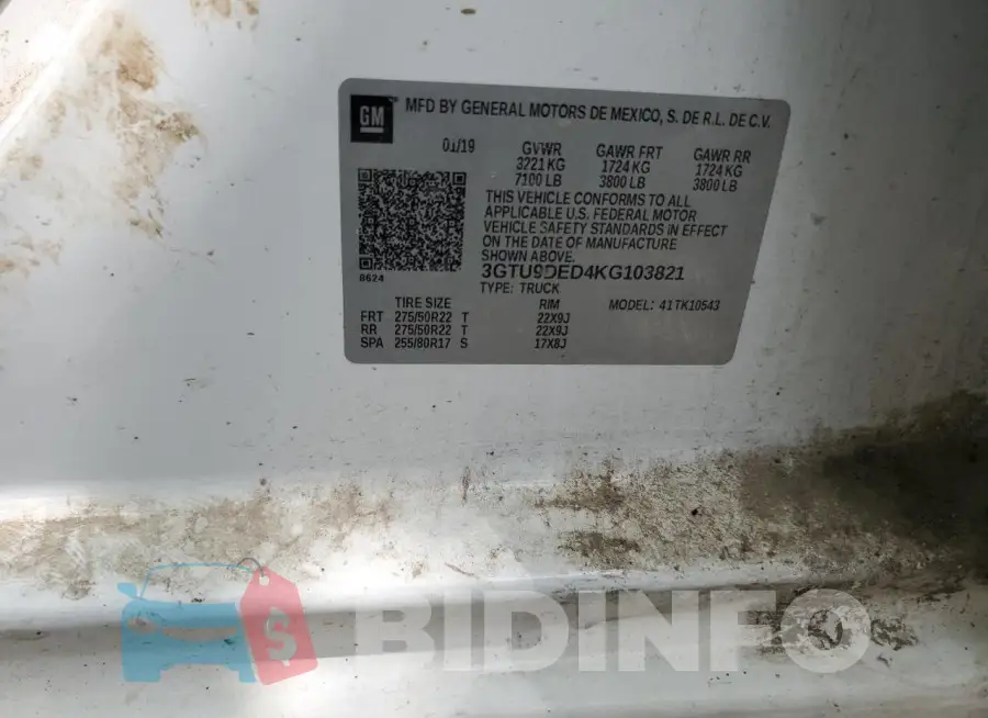 3GTU9DED4KG103821 Photo# 12