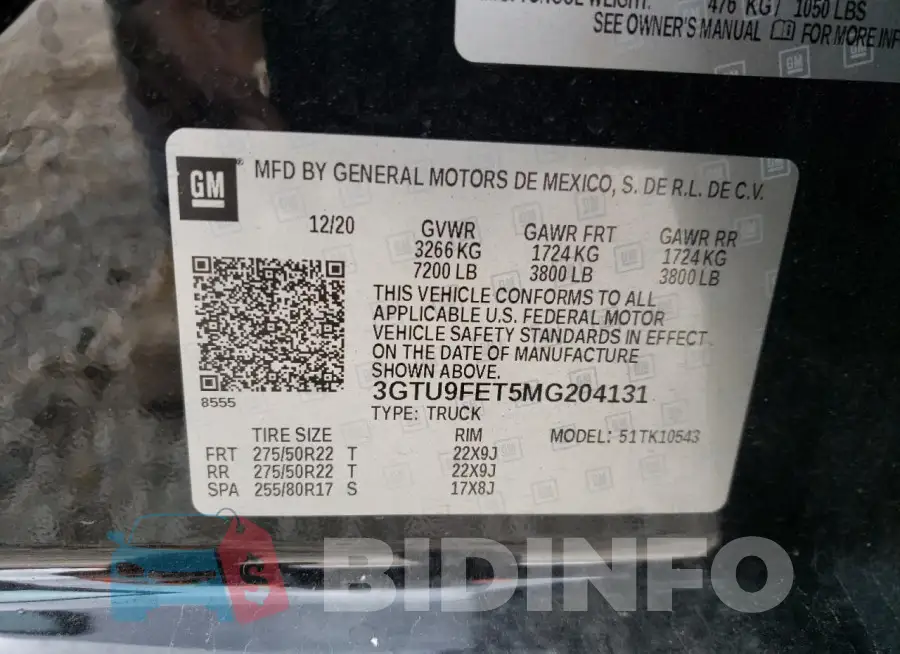 3GTU9FET5MG204131 Photo# 12