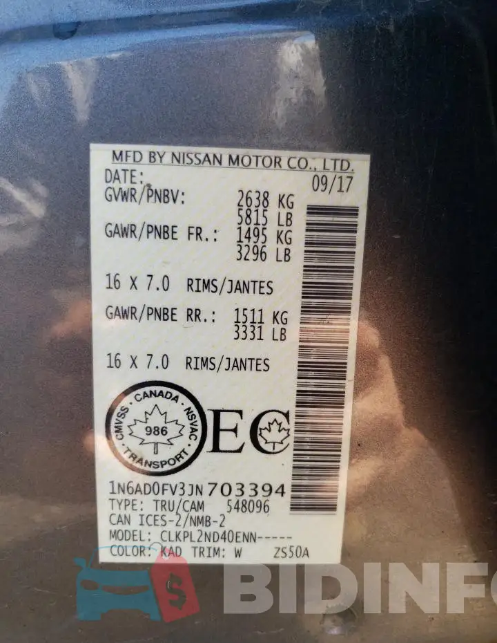 1N6AD0FV3JN703394 Photo# 12