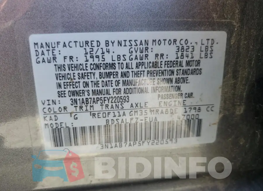 3N1AB7AP5FY220593 Photo# 12