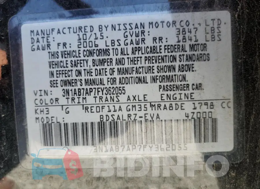 3N1AB7AP7FY362055 Photo# 13