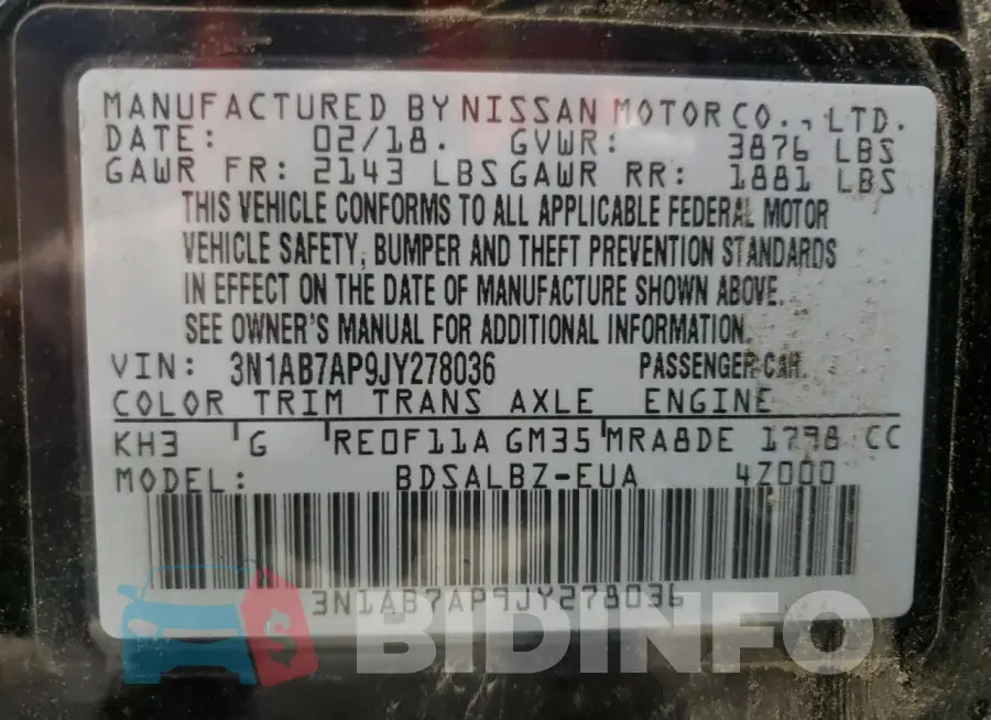 3N1AB7AP9JY278036 Photo# 12