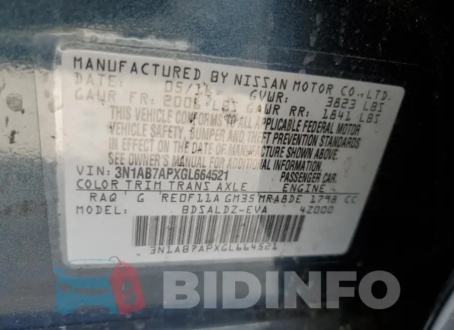3N1AB7APXGL664521 Photo# 12