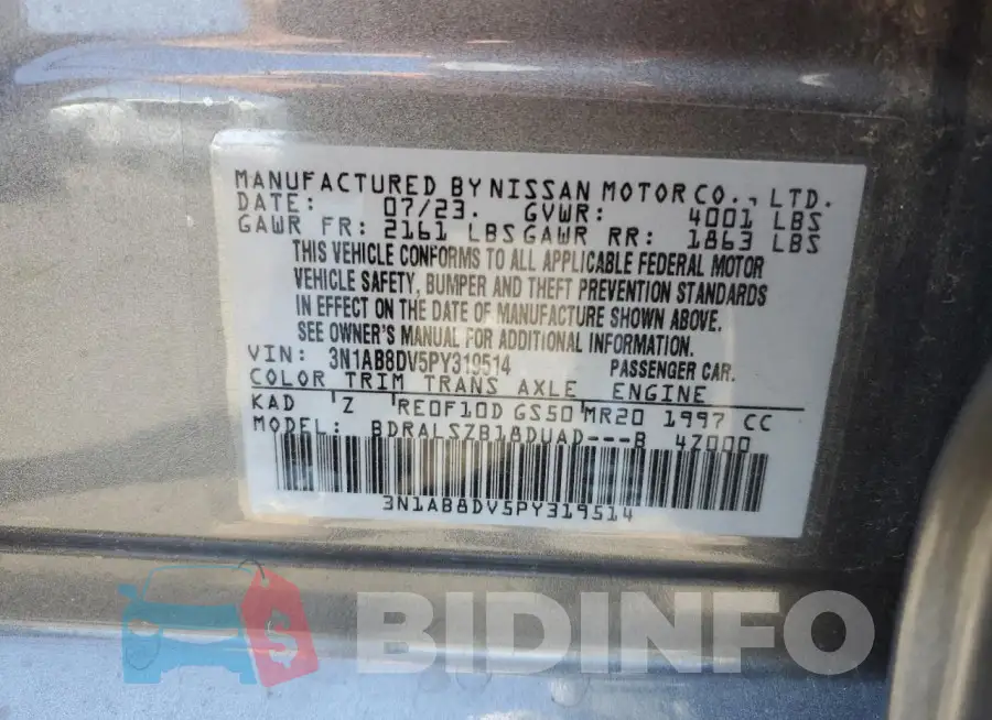 3N1AB8DV5PY319514 Photo# 12