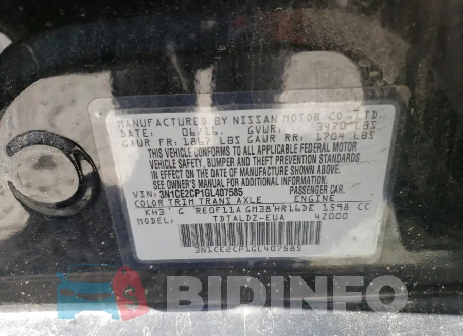 3N1CE2CP1GL407585 Photo# 12