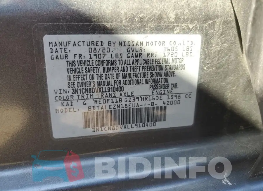 3N1CN8DVXLL910400 Photo# 13