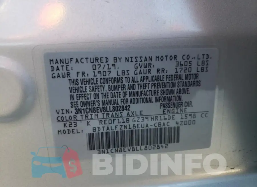 3N1CN8EV8LL802842 Photo# 12