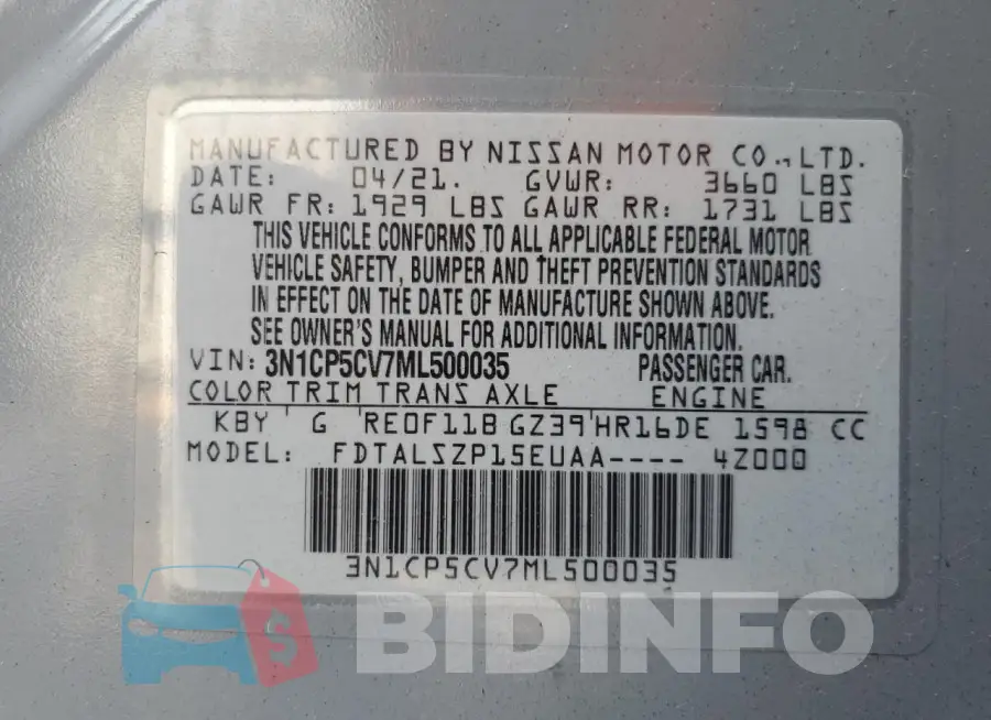 3N1CP5CV7ML500035 Photo# 13