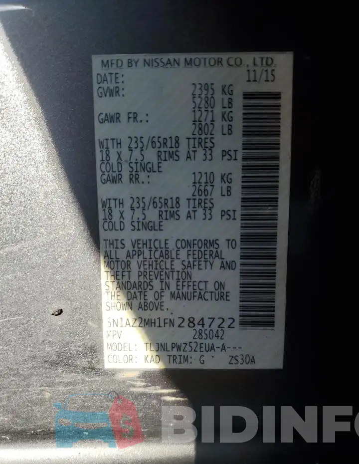 5N1AZ2MH1FN284722 Photo# 13