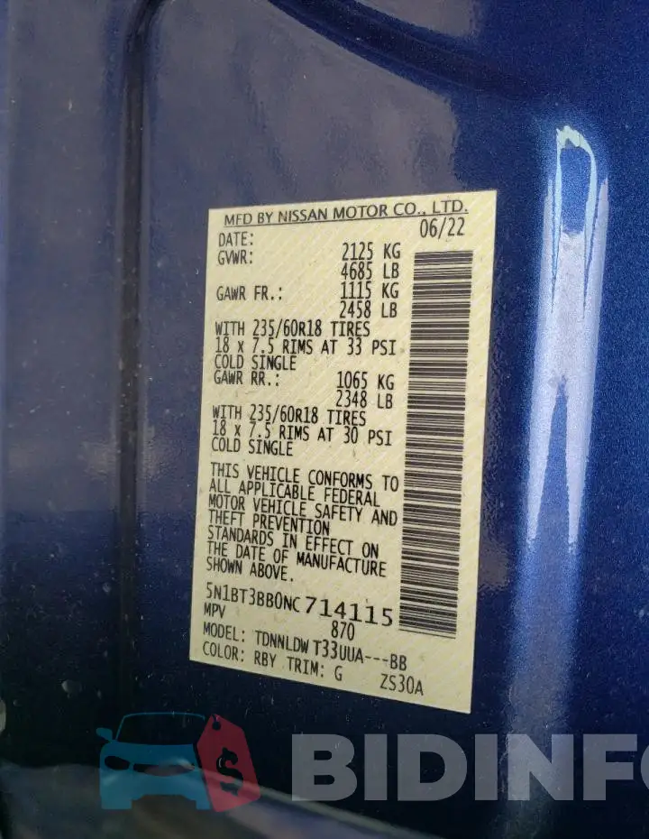 5N1BT3BB0NC714115 Photo# 14