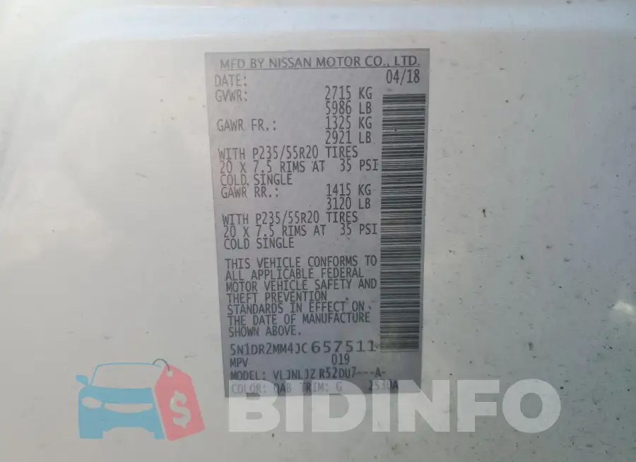 5N1DR2MM4JC657511 Photo# 14