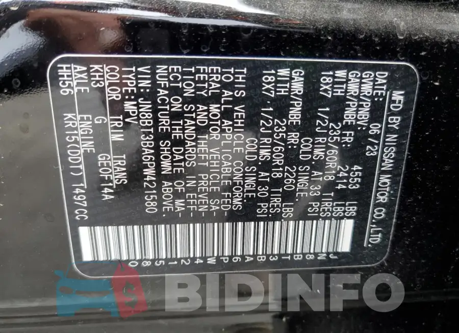 JN8BT3BA6PW421580 Photo# 12