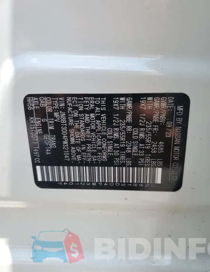JN8BT3DD4PW321047 Photo# 13
