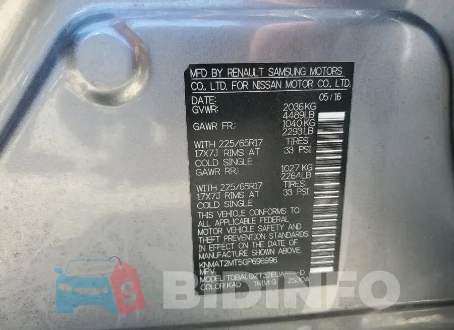 KNMAT2MT5GP696996 Photo# 13