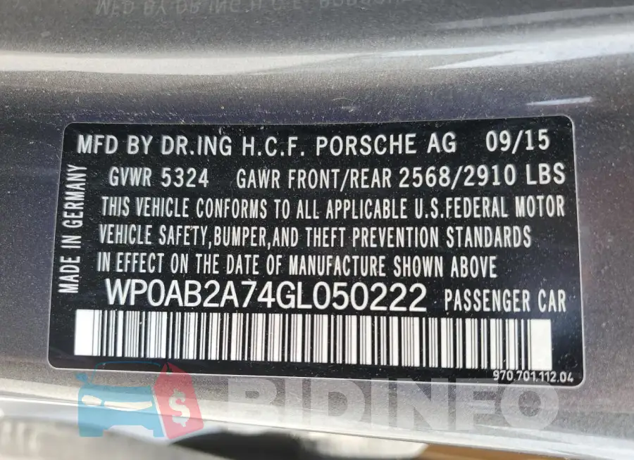WP0AB2A74GL050222 Photo# 12