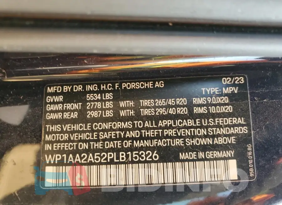 WP1AA2A52PLB15326 Photo# 13