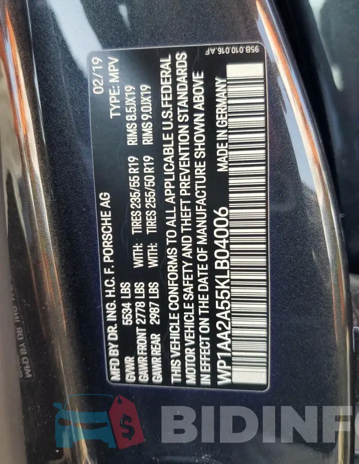 WP1AA2A55KLB04006 Photo# 13