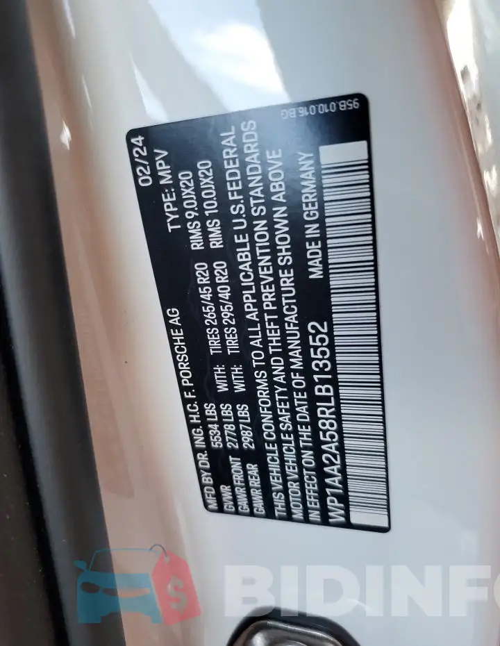 WP1AA2A58RLB13552 Photo# 14