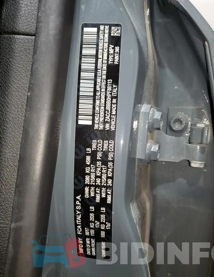 ZACCJBBB0HPF86113 Photo# 12