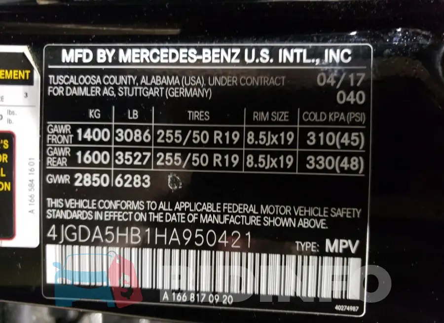 4JGDA5HB1HA950421 Photo# 14