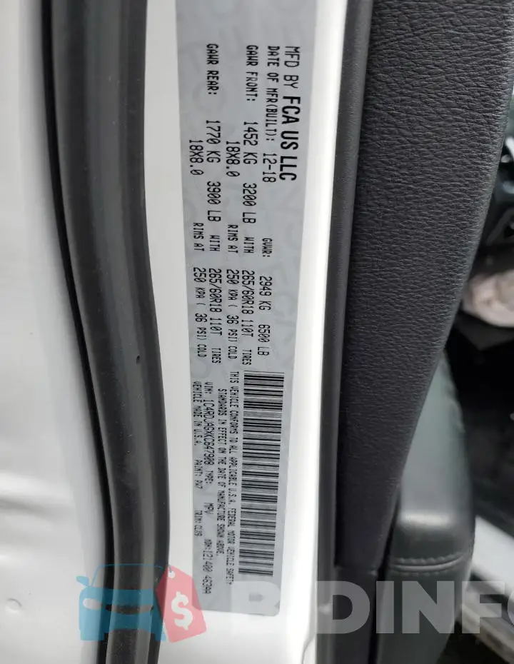 1C4RDJAGXKC647908 Photo# 13
