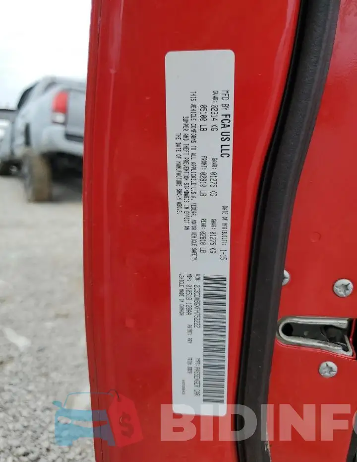 2C3CDXBGXFH752222 Photo# 12