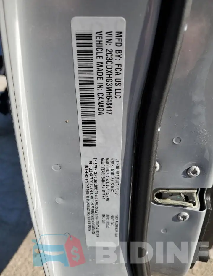 2C3CDXHG3MH648417 Photo# 12