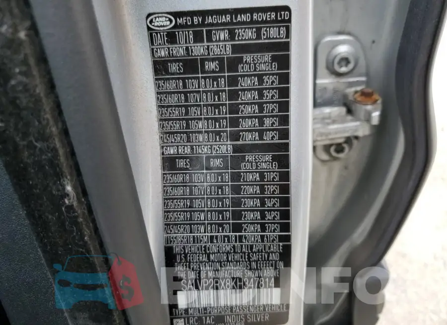 SALVP2RX8KH347814 Photo# 13