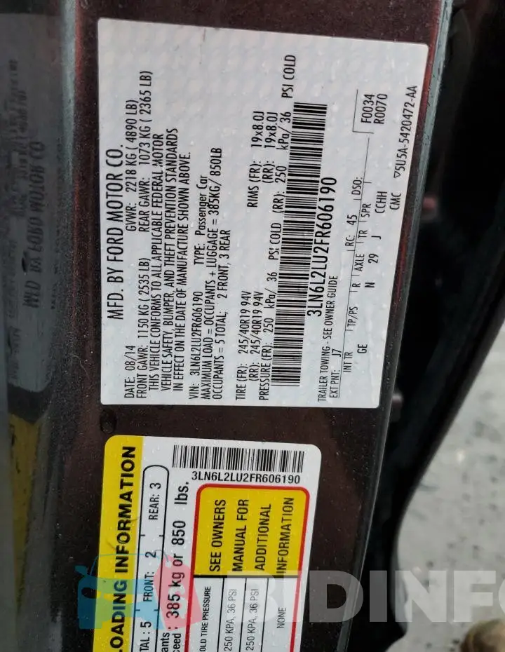 3LN6L2LU2FR606190 Photo# 12