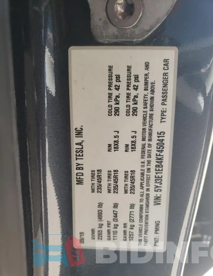 5YJ3E1EB4KF450415 Photo# 12