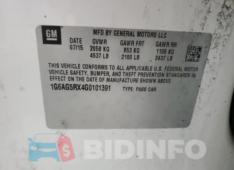 1G6AG5RX4G0101391 Photo# 12