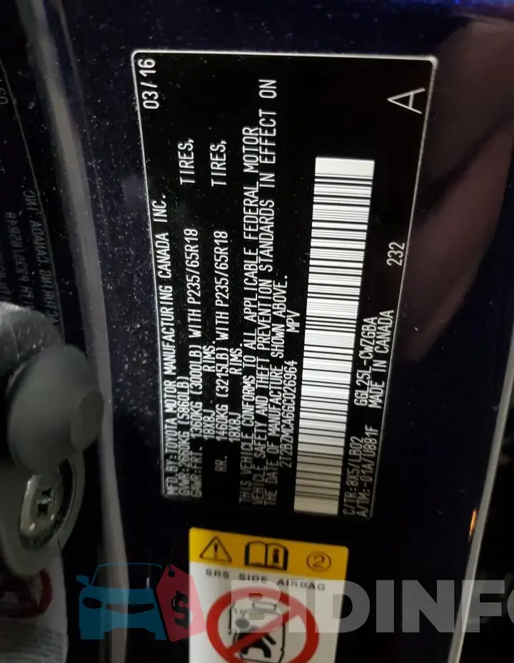 2T2BZMCA6GC026964 Photo# 13