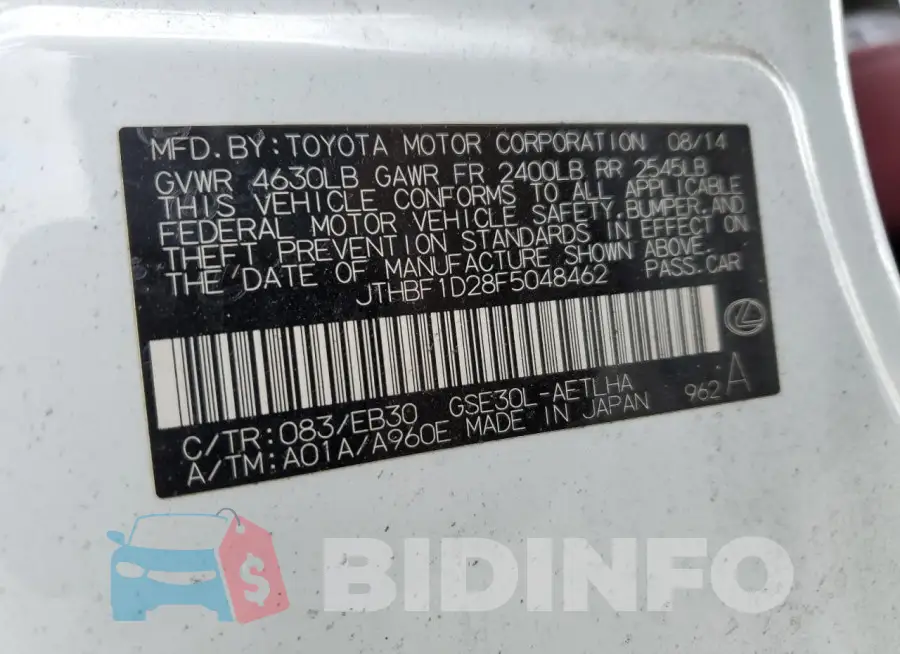 JTHBF1D28F5048462 Photo# 13
