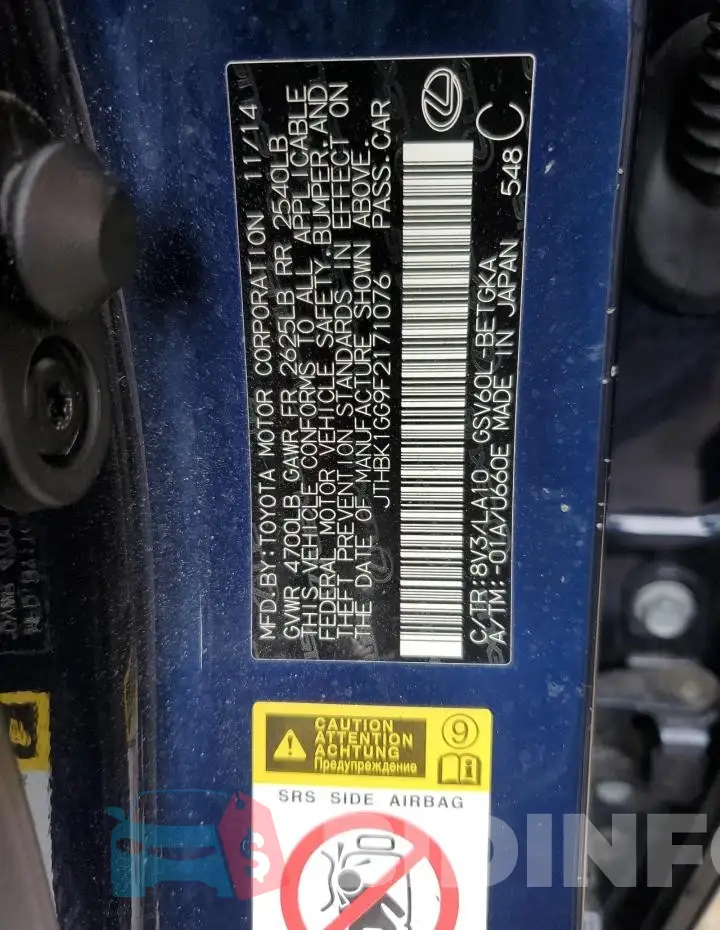 JTHBK1GG9F2171076 Photo# 12