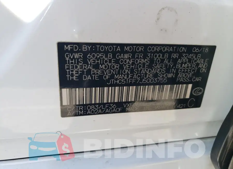 JTHC51FF7J5003755 Photo# 12