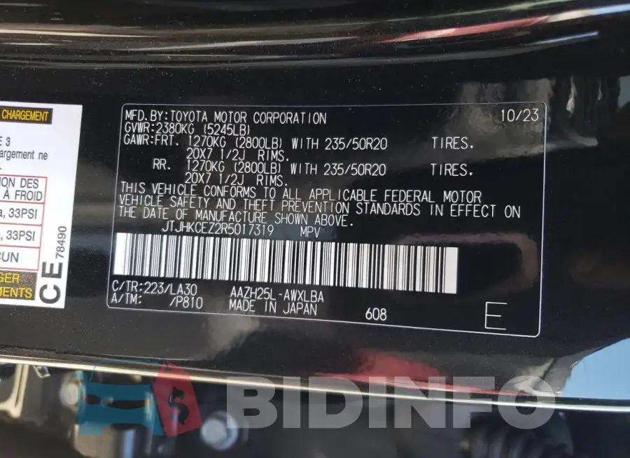 JTJHKCEZ2R5017319 Photo# 13