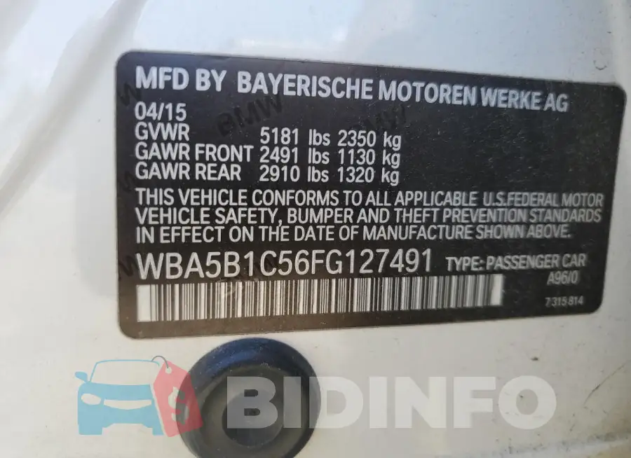 WBA5B1C56FG127491 Photo# 12